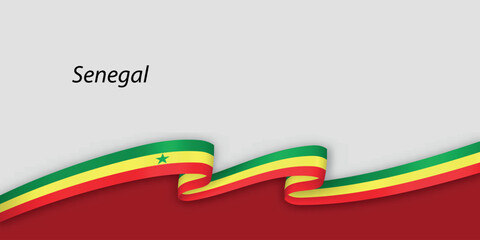 3d ribbon with national flag Senegal isolated on white background