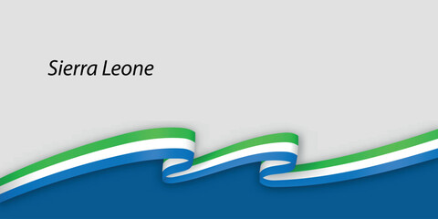3d ribbon with national flag Sierra Leone isolated on white background