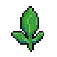 Fototapeta premium pixelated green greenery sprout leaf pixel art game items nature