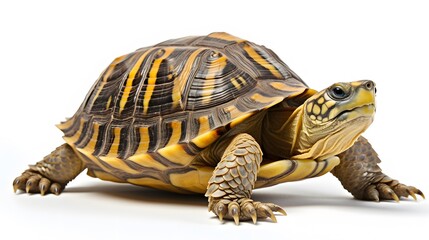 Realistic tortoise isolated on white background. Generative AI.