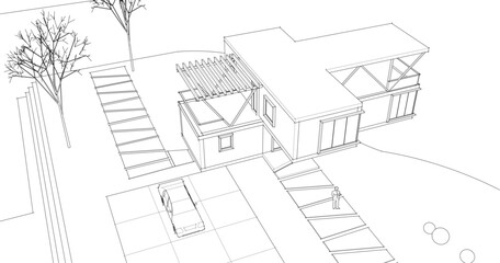 house with console 3d illustration