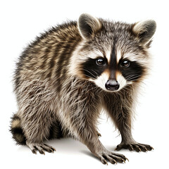 Naklejka premium Raccoon, realistic style, white background