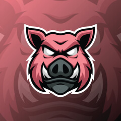 a wild boar with an angry face and fangs