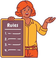 A Black Woman Holding a Rule Board