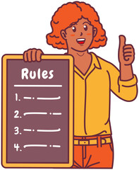 A Black Woman Holding a Rule Board