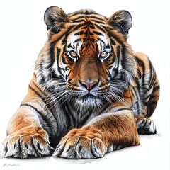 Obraz premium Tiger, realistic style, white background