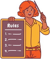 A Black Woman Holding a Rule Board