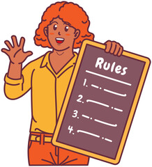 A Black Woman Holding a Rule Board