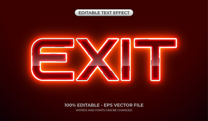 Exit text effect. Editable red neon and futuristic text effect. 3D glowing stroke typography logo © AF DigitalArtStudio