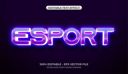 Esport text effect. Editable glowing neon and futuristic text effect. 3D modern gaming typography logo