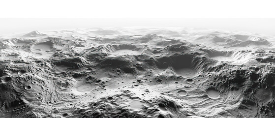 Modern clear, simple and detailed space background, wallpaper, backdrop, texture, surface of planet Mercury, isolated on background. LIDAR type model, elevation terrain scan, topography map, 3D