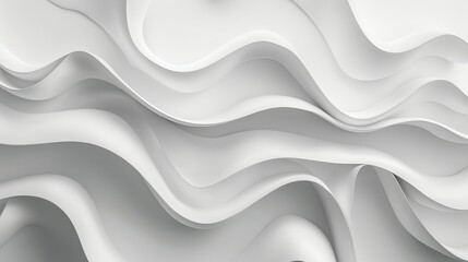 Minimalist wave-like forms in white create a seamless, clean aesthetic against a pure background.