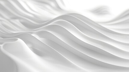 Obraz premium Minimalist wave-like forms in white create a seamless, clean aesthetic against a pure background.