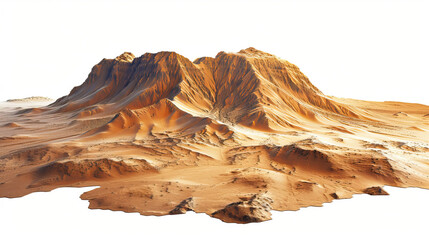 Modern clear, simple space background, wallpaper, backdrop, texture, Olympus Mons mountain and surface of planet Mars, isolated on background. LIDAR model, elevation terrain scan, topography map, 3D 