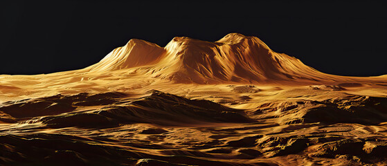 Modern clear, simple space background, wallpaper, backdrop, texture, Olympus Mons mountain and surface of planet Mars, isolated on background. LIDAR model, elevation terrain scan, topography map, 3D 