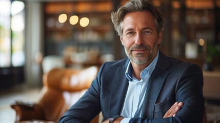 business portrait of a male financial analyst, captured in a modern office environment - Powered by Adobe