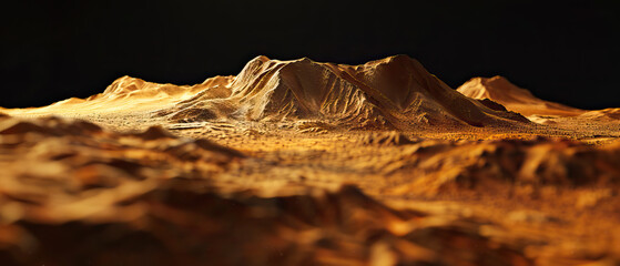 Modern clear, simple space background, wallpaper, backdrop, texture, Olympus Mons mountain and surface of planet Mars, isolated on background. LIDAR model, elevation terrain scan, topography map, 3D