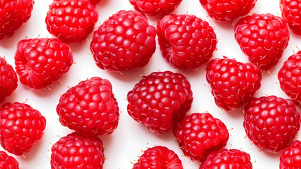 Red raspberries isolated on a white