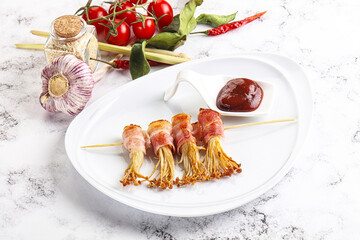 Grilled enoki mushroom with bacon