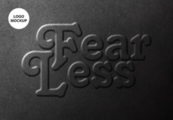 Black Embossed Text And Logo Mockup