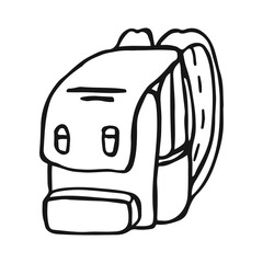 Simple Black and White Sketch of a Backpack in Daylight With Minimalist Design