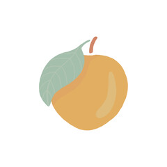 Hand-Drawn Apple With Green Leaf Against White Background in Daylight