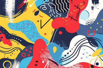 Obraz premium Funky shapes and vibrant colors bring energy to this abstract pop illustration.