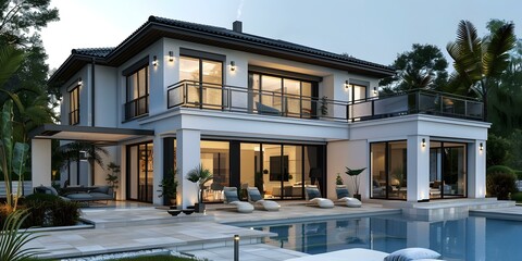 Fototapeta premium A Modern House with Swimming Pool