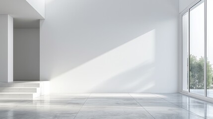 Fototapeta premium Abstract setting with a pristine white empty area and a seamless background .