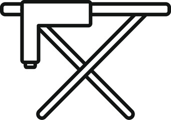 Simple line art icon of an ironing board for web and app use