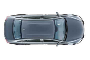 Top view of grey car top view transparent background