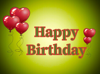 Happy birthday illustration. Happy birthday greeting card template with balloons.