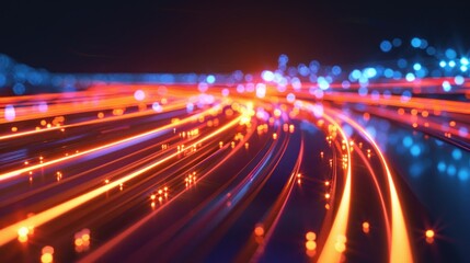 Fototapeta premium Dynamic high-speed data network with slick, glossy, and glowing lines of light