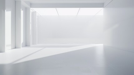 Fototapeta premium Expansive white space with a clean backdrop, ideal for modern and minimalist themes.