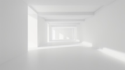 Fototapeta premium Pristine white scene featuring a large empty space and a clean backdrop.