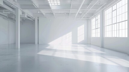 Fototapeta premium Pristine white scene featuring a large empty space and a clean backdrop.