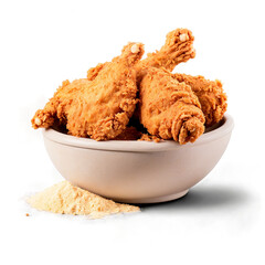 generative ai collection of flour fried chicken in a bowl on a transparent background