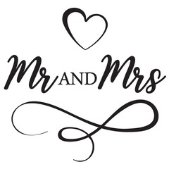 Mr & Mrs sign vector design laser cut heart swirl vector elements sign design wedding 
