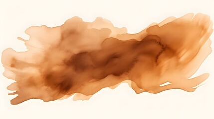 Watercolor brown smoke isolated on white background. Generative AI.