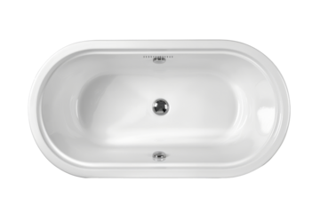 White porcelain bathtub in a top view top view transparent background