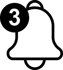 Notification Bell Icon. PNG Cut Out in Flat Style, Isolated on Transparent Background