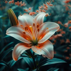 Ethereal Elegance: White and Orange Flower Close-Up