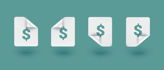 Vector set of paper money icons.
