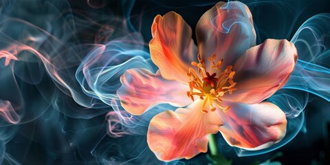 Blossoming Dreams: A Pink Flower Breathing Smoke