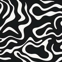 A black and white pattern of flowing lines. Abstract zebra print. Generative AI.