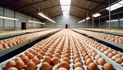 organic eggs in carton box, egg production farm
