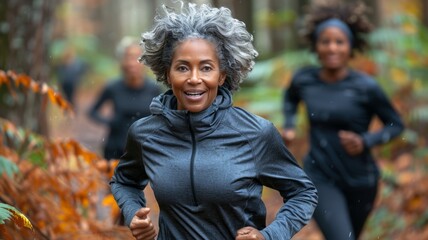 Women Running Through Woods