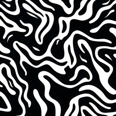 A black and white pattern of flowing lines. Abstract zebra print. Generative AI.