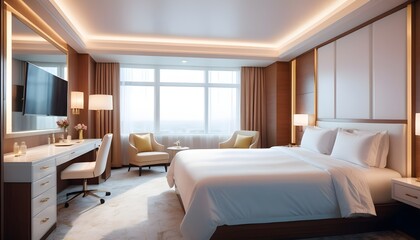 modern hotel bedroom design in glossy style