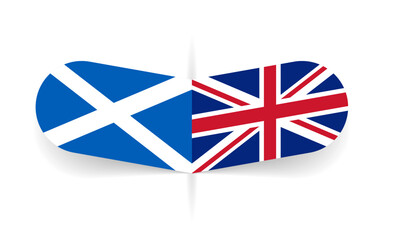Scotland and UK flags. British and Scottish flag, national symbol design. Vector illustration.
